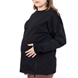 baby mom Anne Hamile Sweatshirt İki İplik Bisiklet Yaka Uzun Kol