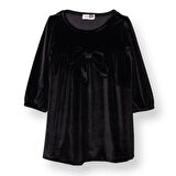 HelloBaby Kız Bebek Chic Elbise Kadife Bisiklet Yaka Kısa Kol