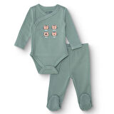 HelloBaby Erkek Bebek Yenidoğan Zıbın Body-Patikli Alt İnterlok Zarf Yaka Uzun Kol Patikli Paça