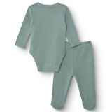 HelloBaby Erkek Bebek Yenidoğan Zıbın Body-Patikli Alt İnterlok Zarf Yaka Uzun Kol Patikli Paça
