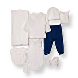 HelloBaby Erkek Bebek 10lu Hastane Çıkışı İnterlok V Yaka Uzun Kol Patikli Paça