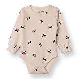 HelloBaby Kız Bebek Uzun Kol Body İnterlok Çıtçıtlı Yaka Uzun Kol