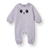 HelloBaby Kız Bebek Yenidoğan Patiksiz Tulum Şardonlu Üç İplik Bisiklet Yaka Uzun Kol Patiksiz Paça