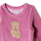 HelloBaby Kız Bebek Kadife Pijama Takımı Bisiklet Yaka Uzun Kol Ribanalı Paça