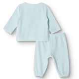 HelloBaby Erkek Bebek Kadife Pijama Takımı Bisiklet Yaka Uzun Kol Ribanalı Paça