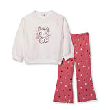 HelloBaby Kız Bebek Sweatshirt - Tayt İki İplik Bisiklet Yaka Uzun Kol Reçme Paça