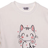 HelloBaby Kız Bebek Sweatshirt - Tayt İki İplik Bisiklet Yaka Uzun Kol Reçme Paça