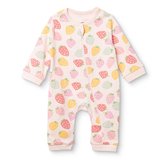 HelloBaby Kız Bebek Tulum Meyve Baskılı Fermuarlı Bisiklet Yaka Uzun Kol Ribanalı