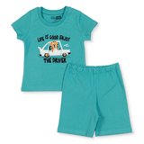 HelloBaby Erkek Bebek Pijama Takımı Taşıtlar Baskılı Çıtçıtlı Bisiklet Yaka Kısa Kol Reçme