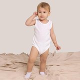 HelloBaby Unisex Beyaz Body Çıtçıtlı Bisiklet Yaka Atlet Kol Beyaz