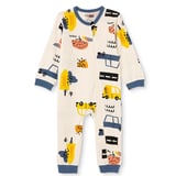 HelloBaby Erkek Bebek Tulum Taşıtlar Baskılı Fermuarlı Bisiklet Yaka Long Sleeve Ribanalı