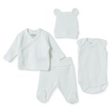 Tiffany Unisex Prematüre Set Çıtçıtlı Zarf Yaka Long Sleeve Patikli