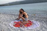 Gül Temalı Yuvarlak Plaj Havlusu