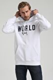 New World Polo Kapüşonlu Beyaz Slim Fit Sweatshirt 22FWM64035