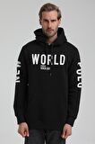 New World Polo Kapüşonlu Siyah Slim Fit Sweatshirt 22FWM64035