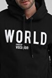 New World Polo Kapüşonlu Siyah Slim Fit Sweatshirt 22FWM64035
