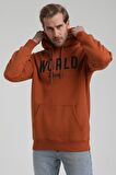 New World Polo Kapüşonlu Kiremit Slim Fit Sweatshirt 22FWM64035