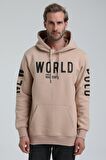 New World Polo Kapüşonlu Bej Slim Fit Sweatshirt 22FWM64035