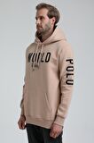 New World Polo Kapüşonlu Bej Slim Fit Sweatshirt 22FWM64035