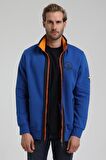 New World Polo Dik Yaka Saks Slim Fit Fermuarlı Sweatshirt 22FWM64038
