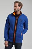 New World Polo Dik Yaka Saks Slim Fit Fermuarlı Sweatshirt 22FWM64038