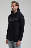 Kapüşonlu Lacivert Slim Fit Sweatshirt 22FWM64031