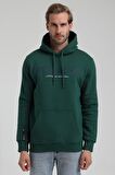 New World Polo Kapüşonlu Koyu Yeşil Slim Fit Sweatshirt 22FWM64031