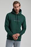 New World Polo Kapüşonlu Koyu Yeşil Slim Fit Sweatshirt 22FWM64031