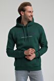 New World Polo Kapüşonlu Koyu Yeşil Slim Fit Sweatshirt 22FWM64031