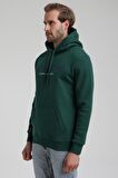 New World Polo Kapüşonlu Koyu Yeşil Slim Fit Sweatshirt 22FWM64031