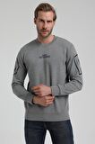 Bisiklet Yaka Gri Slim Fit Sweatshirt 22FWM60126