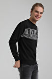 Bisiklet Yaka Siyah Slim Fit Sweatshirt 22FWM60130