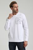 Bisiklet Yaka Beyaz Slim Fit Sweatshirt 22FWM60119