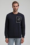 Bisiklet Yaka Lacivert Slim Fit Sweatshirt 22FWM60119