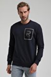 Bisiklet Yaka Lacivert Slim Fit Sweatshirt 22FWM60119