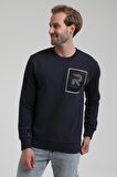Bisiklet Yaka Lacivert Slim Fit Sweatshirt 22FWM60119