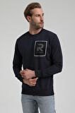 Bisiklet Yaka Lacivert Slim Fit Sweatshirt 22FWM60119