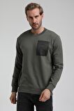 Bisiklet Yaka Haki Slim Fit Sweatshirt 22FWM60119