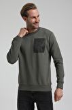 Bisiklet Yaka Haki Slim Fit Sweatshirt 22FWM60119