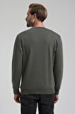Bisiklet Yaka Haki Slim Fit Sweatshirt 22FWM60119