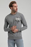 Bisiklet Yaka Gri Slim Fit Sweatshirt 22FWM60122