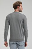 Bisiklet Yaka Gri Slim Fit Sweatshirt 22FWM60122