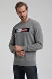 Bisiklet Yaka Gri Slim Fit Sweatshirt 22FWM60124