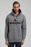 Kapüşonlu Gri Slim Fit Sweatshirt 22FWM64032