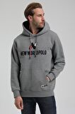 Kapüşonlu Gri Slim Fit Sweatshirt 22FWM64032