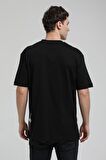 Bisiklet Yaka Siyah Oversize Tişört 23SSM20330
