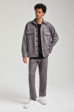 Süet Üst Gri Slim Fit Takım 23Fwm64027