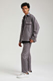 Süet Üst Gri Slim Fit Takım 23Fwm64027