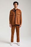 Süet Üst Kahverengi Slim Fit Takım 23Fwm64027
