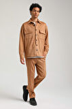 Süet Üst Bej Slim Fit Takım 23Fwm64027